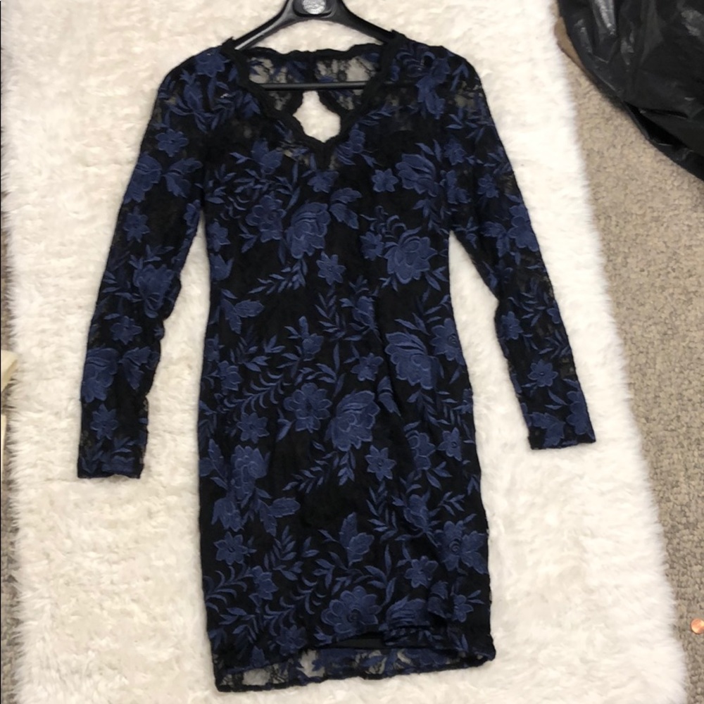 Black and blue lace dress